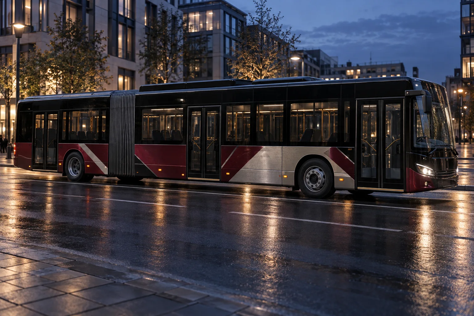 Bus mit klar abgegrenztem Splitting unterhalb der Fenster